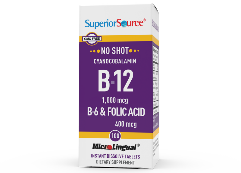Superior Source No Shot Vitamin B6 - Vitamin B12 - Folic Acid Nutritional Supplements