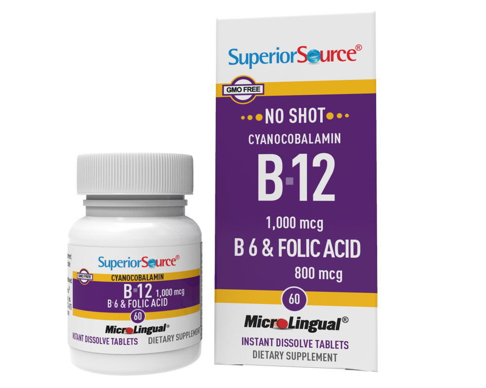 Superior Source NO SHOT B-12 1,000 mcg (as Cyanocobalamin) B-6 / Folic Acid 800 mcg